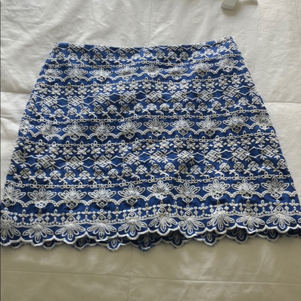 Loft blue embroidered skirt, size 2